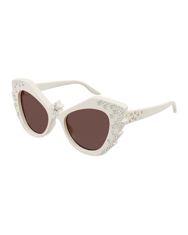 Star Stud Crystal Acetate Cat-Eye Sunglasses